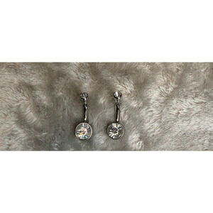 Studiocult Set of 2 Stainless Steel Clear Belly Button Faux Gauge Earrings NEW